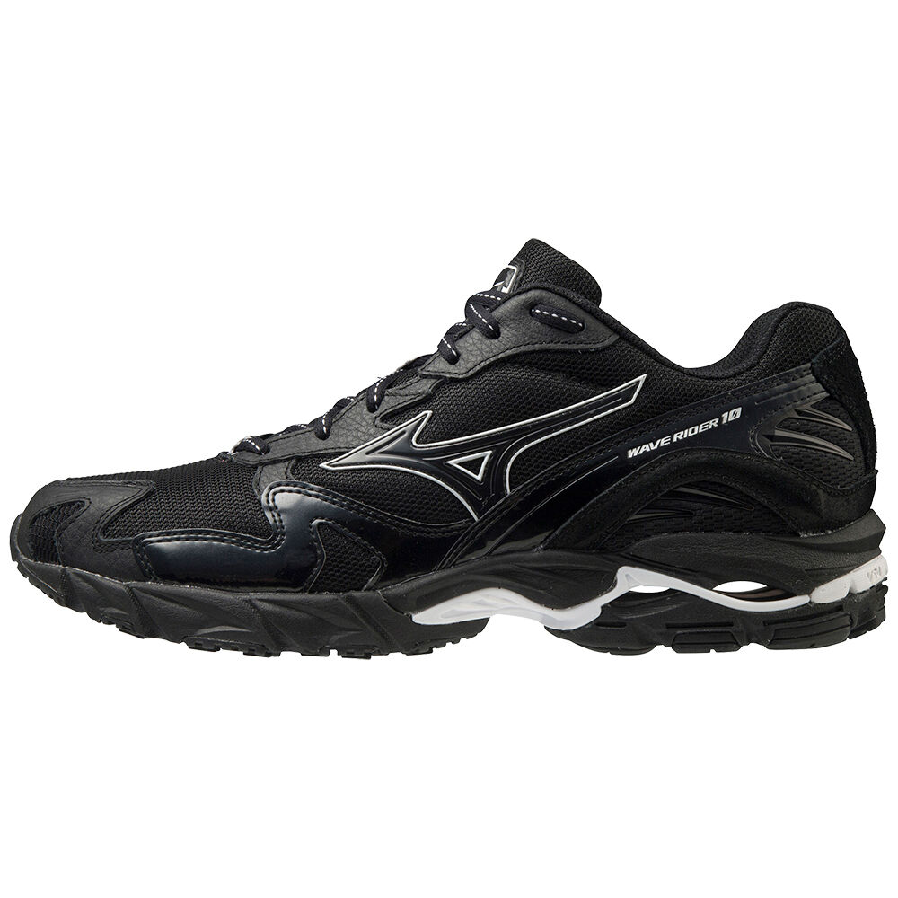 Panske Tenisky Mizuno Wave Rider 10 Kuro Čierne Vypredaj ISUL29635